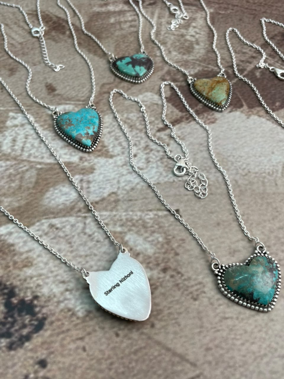 Handmade Sterling Silver Manassa Turquoise Heart Necklace Signed Nizhoni