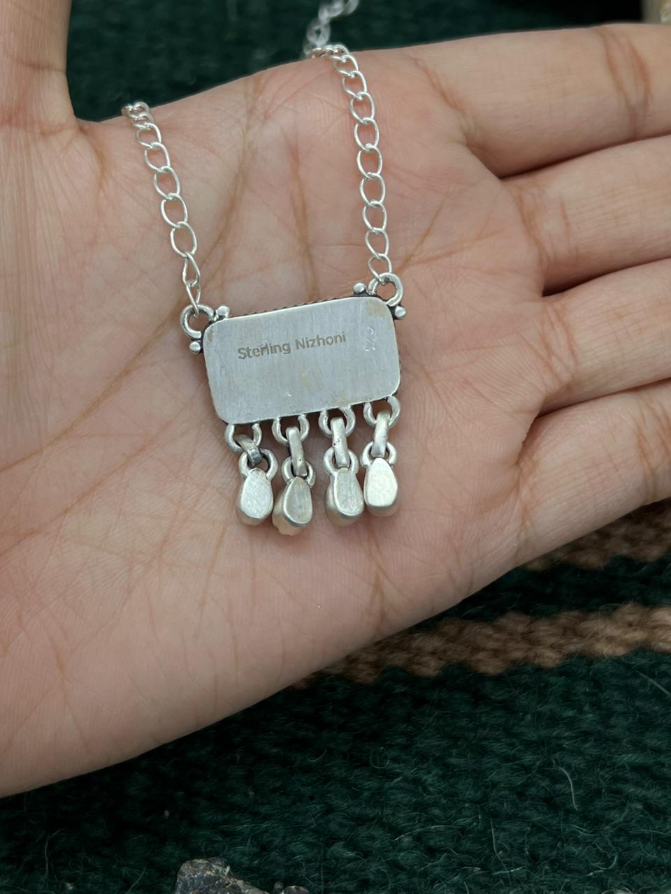 Handmade Sterling Silver Wild Horse Magnesite Necklace "Signed Nizhoni"