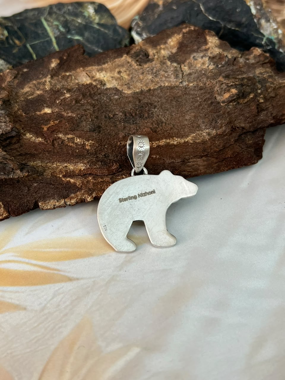 Handmade Sterling Silver Bear Pendant Signed Nizhoni