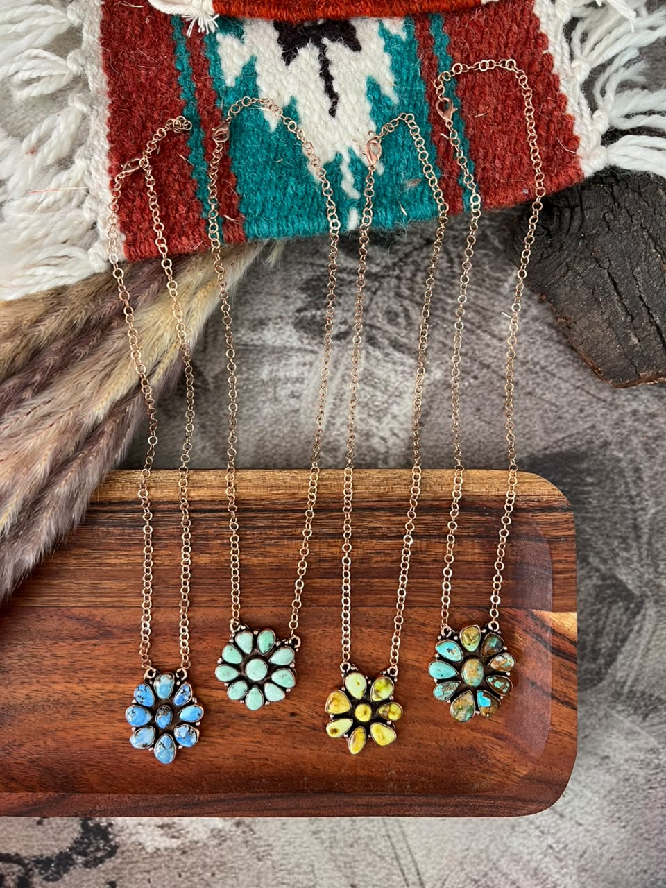 Handmade Royston, Paloma, Palomino and Golden Hills Turquoise Copper Collection: Necklace Signed Nizhoni