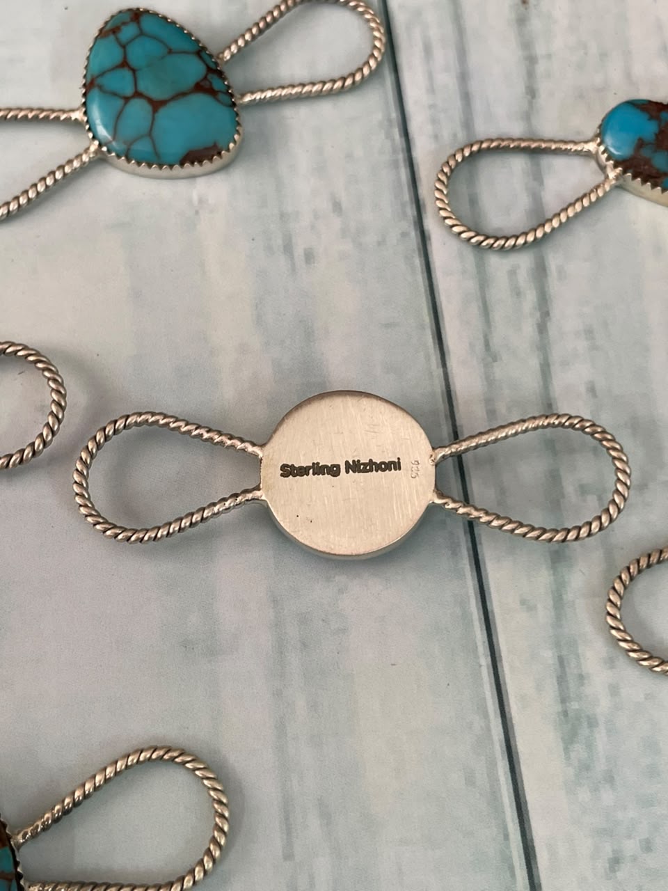 Handmade Sterling Silver Egyptian Turquoise Collection: Scarf Charm Signed Nizhoni