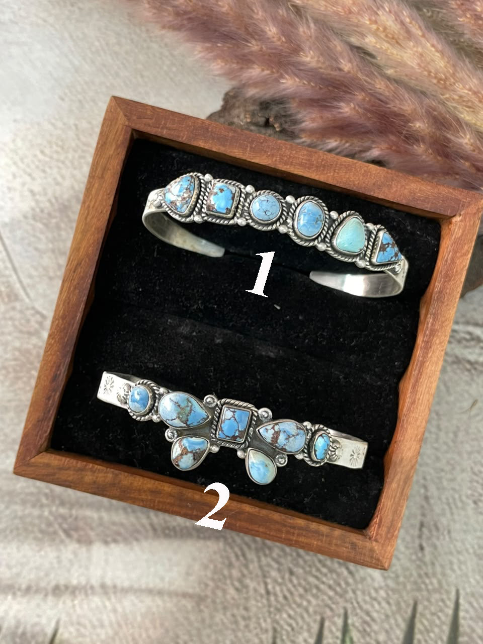 Handmade Sterling Silver Golden Hills Turquoise Cuff Bracelet Signed Nizhoni (1)