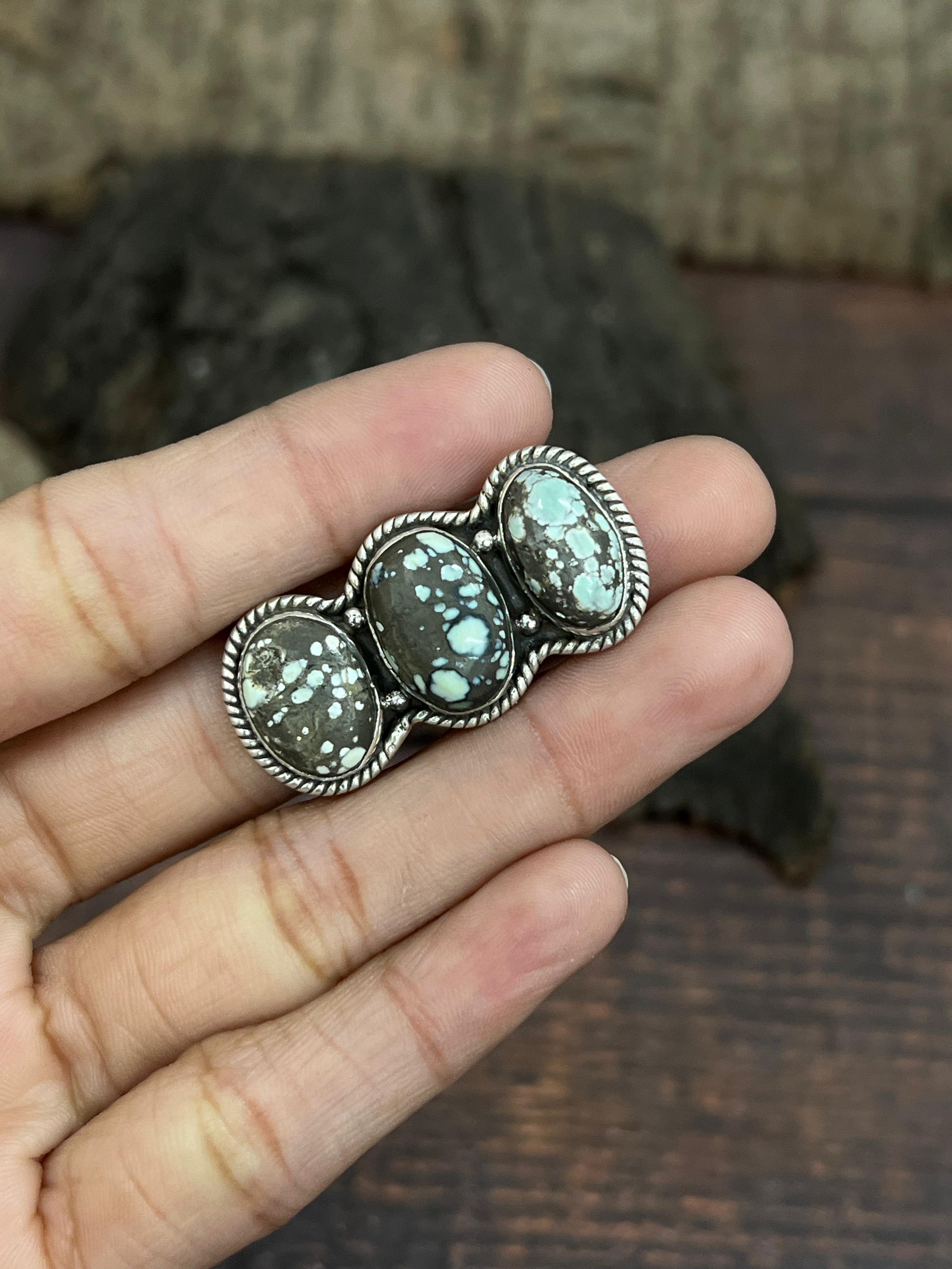 Handmade Sterling Silver Starfox Variscite Adjustable Ring Signed Nizhoni