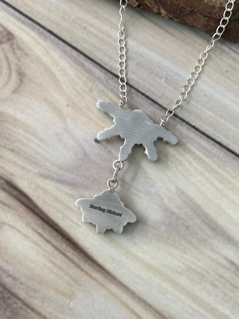 Handmade Sterling Silver White Buffalo Necklace Signed Nizhoni