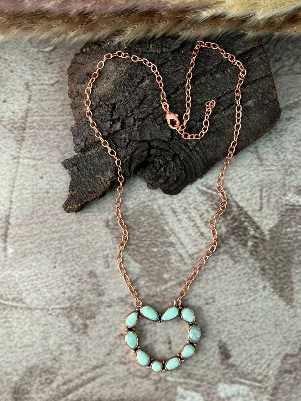 Handmade Paloma Turquoise Copper Collection: Necklace Signed Nizhoni