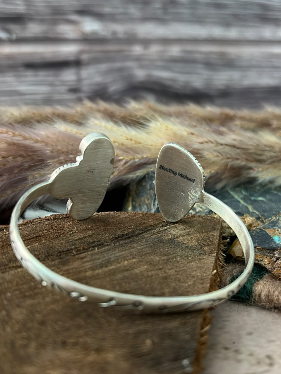 Handmade Sterling Silver Easter Blue Turquoise Cuff Bracelet Signed Nizhoni