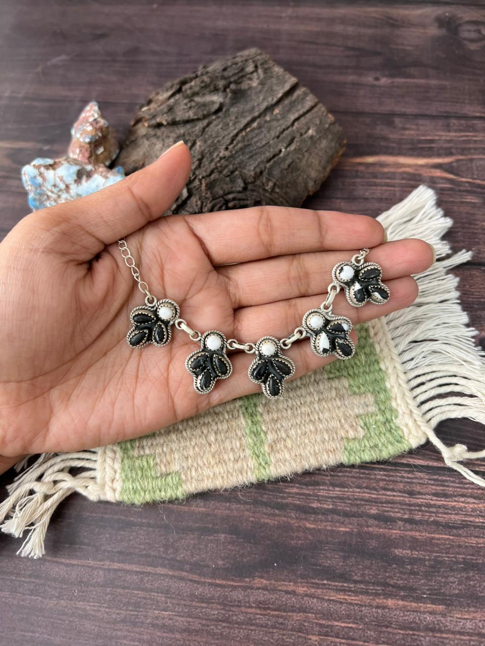 Handmade Sterling Silver White Buffalo Necklace "Signed Nizhoni"