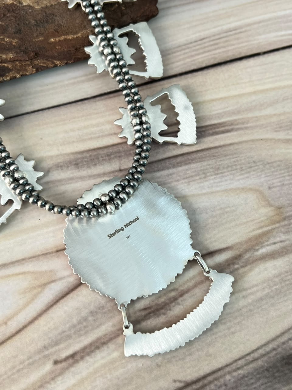 Handmade Sterling Silver Cotton Candy Beaded Necklace Signed Nizhoni