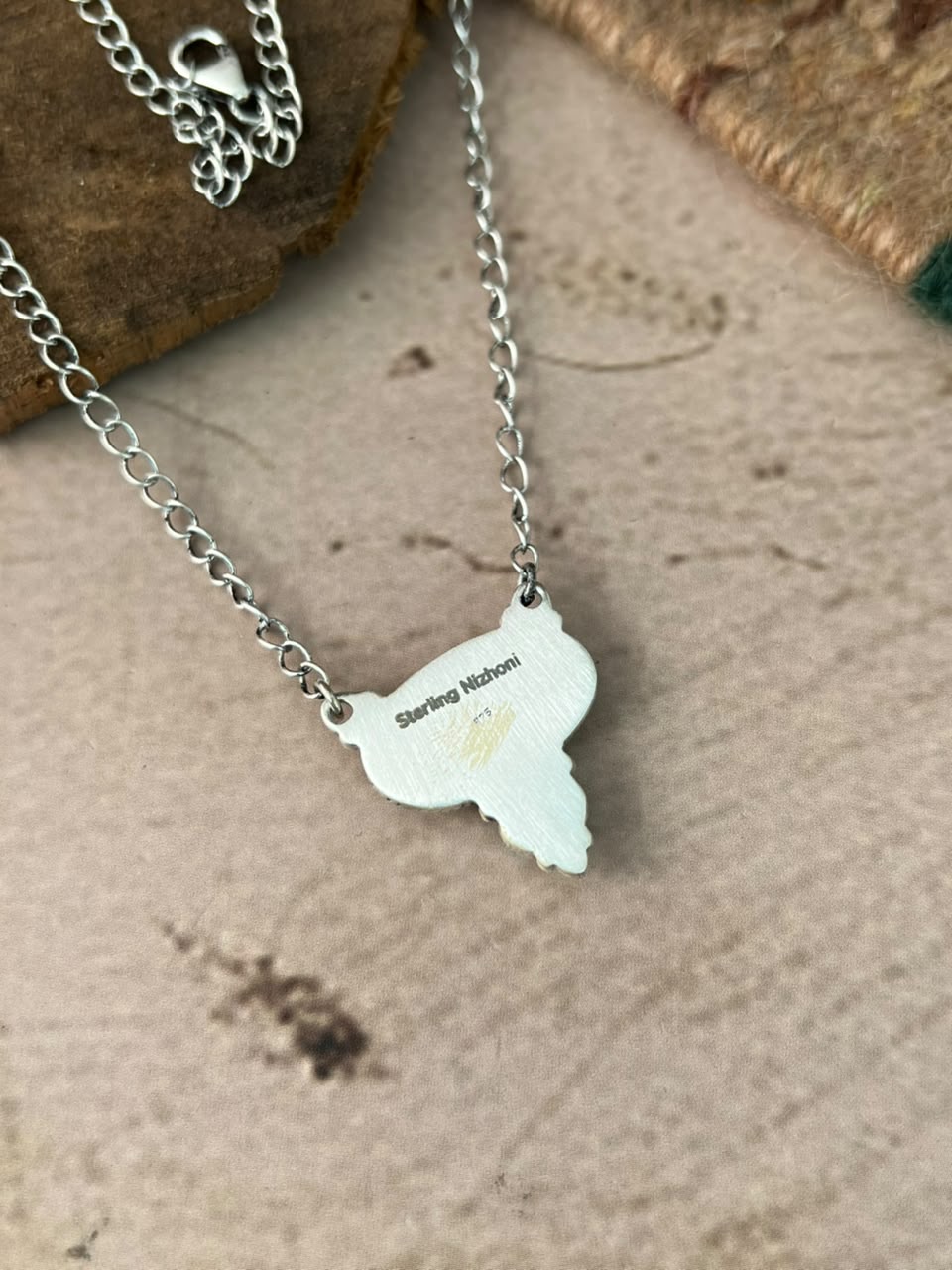 Handmade Sterling Silver Egyptian Turquoise Necklace Signed Nizhoni