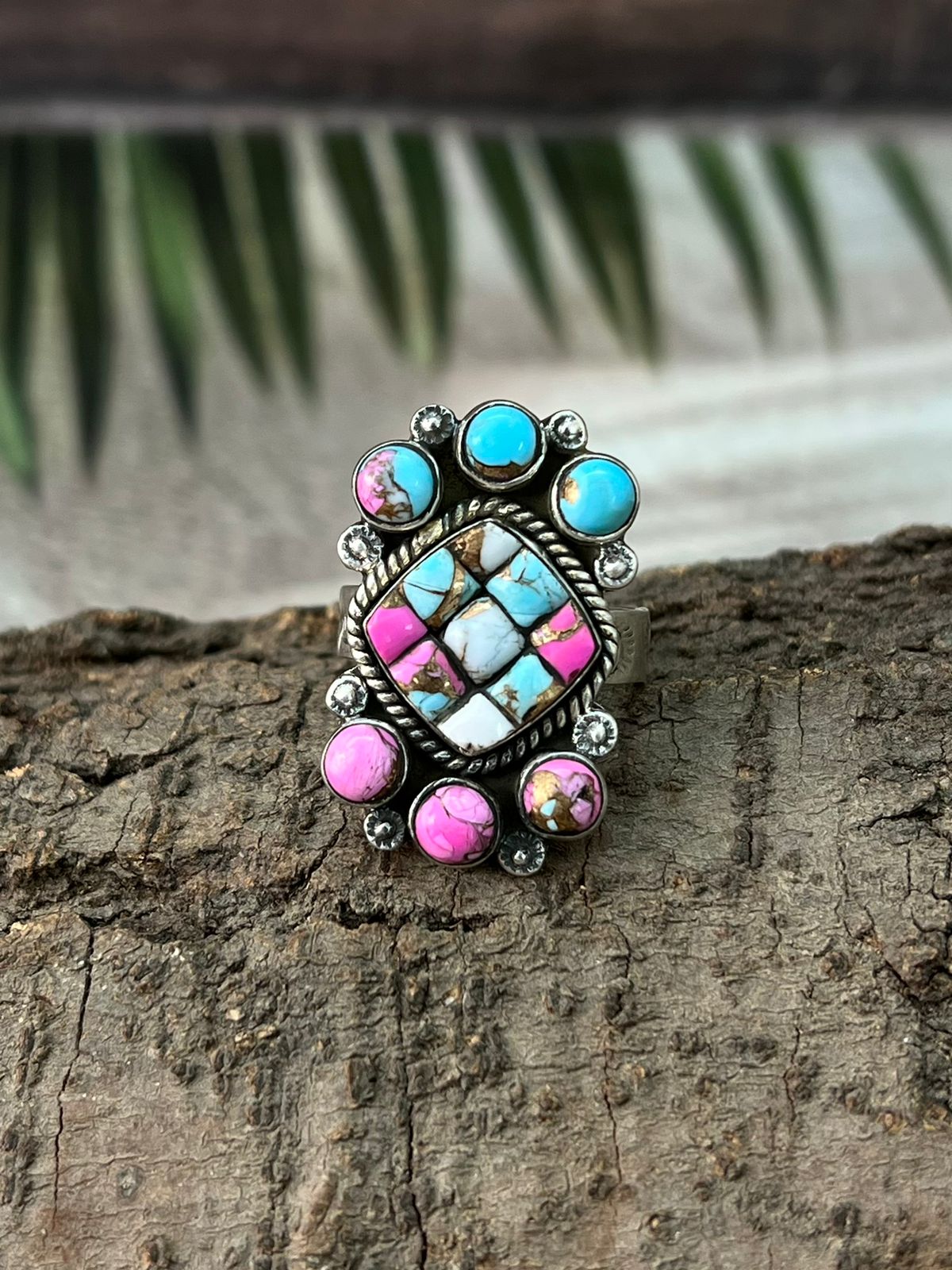 Handmade Sterling Silver Cotton Candy Adjustable Ring "Signed Nizhoni"