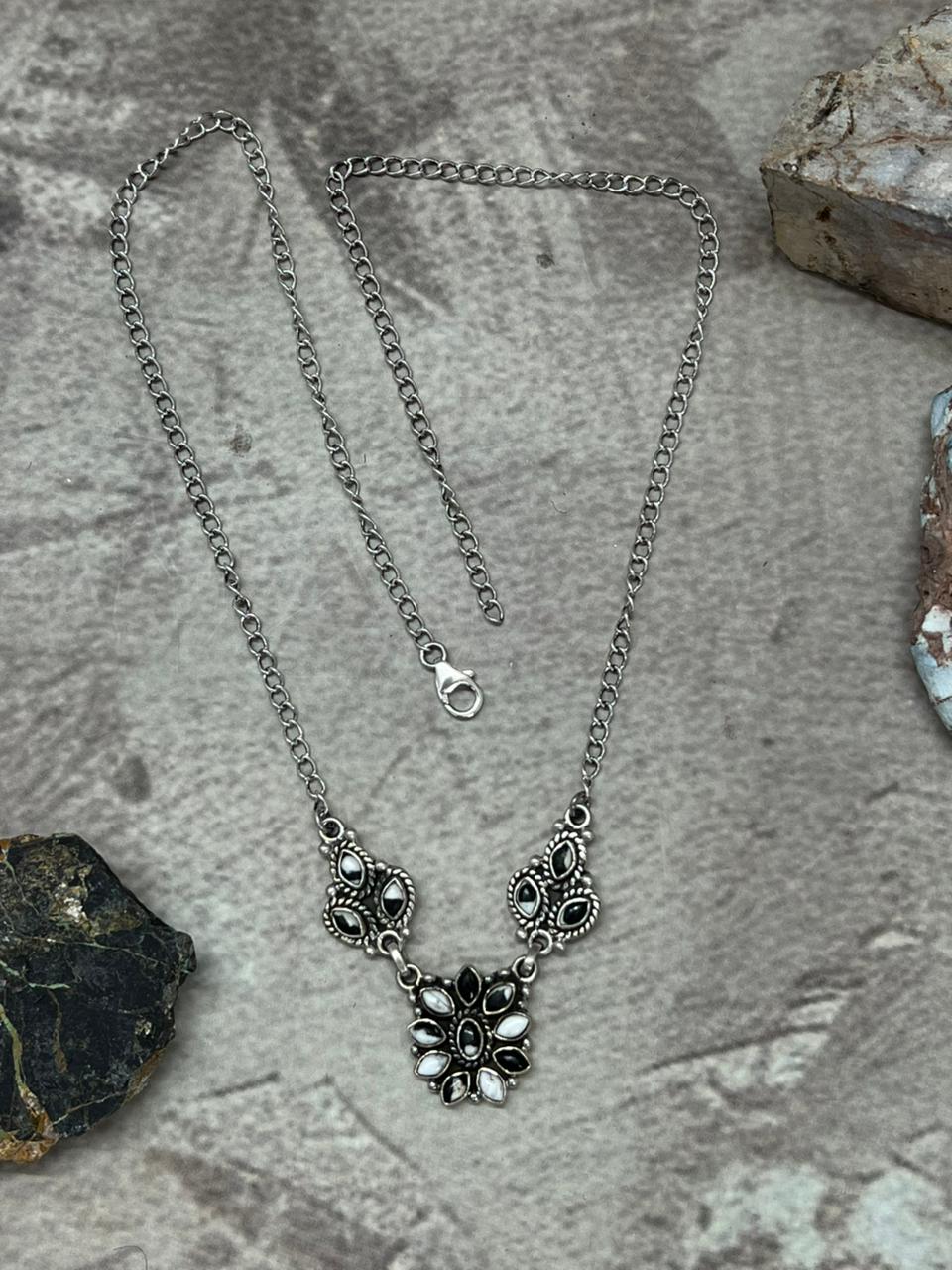 Handmade Sterling Silver White Buffalo Necklace "Signed Nizhoni"