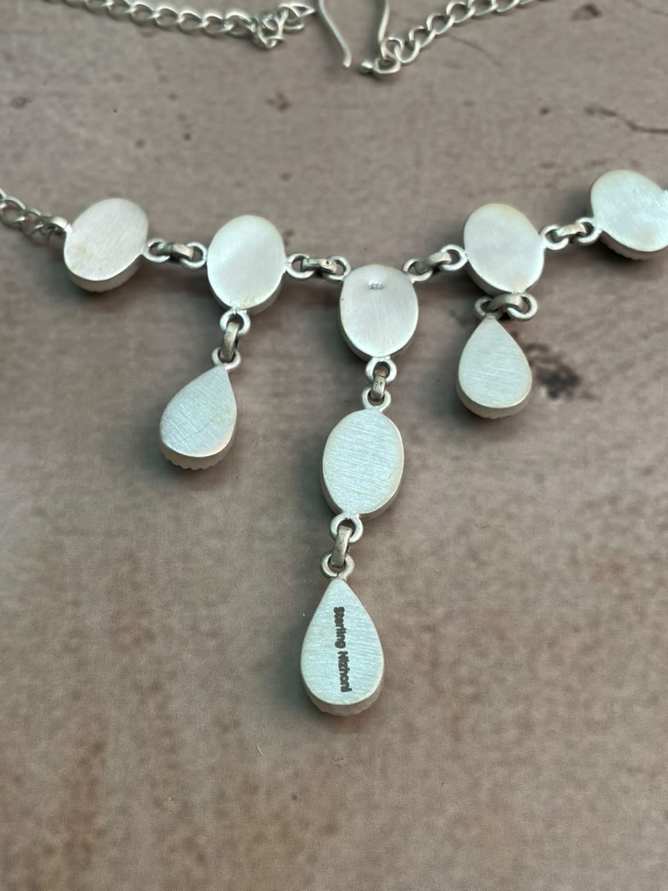 Handmade Sterling Silver Kingman Turquoise Choker Necklace Signed Nizhoni