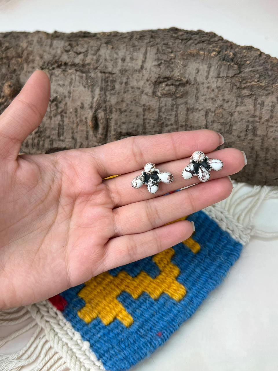 THE BACKROADS Handmade Sterling Silver Wildhorse Studs "Signed Nizhoni"