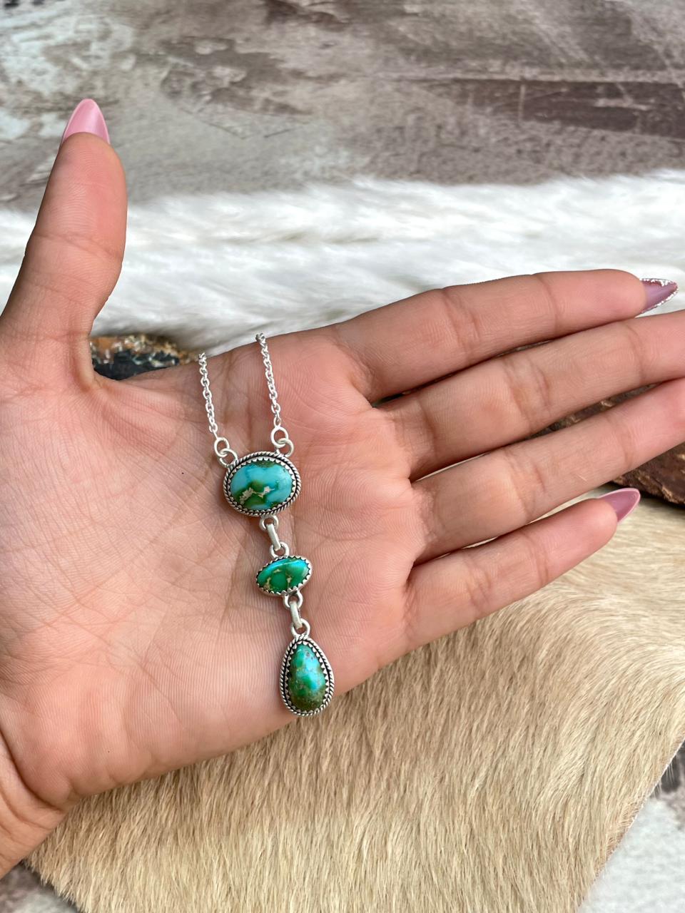 Handmade Sterling Silver Sonoran Mountain Turquoise Necklace "Signed Nizhoni"