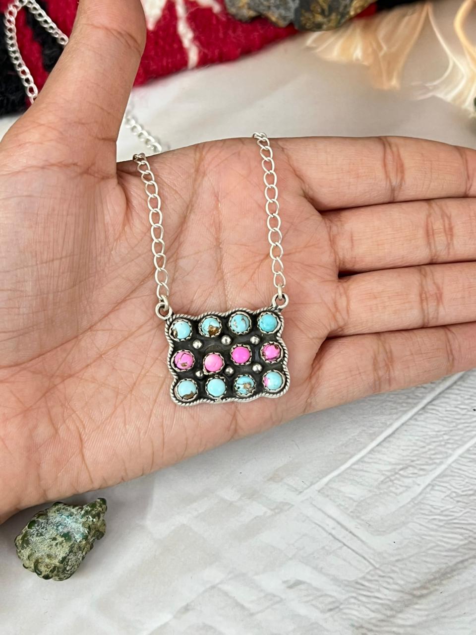 Handmade Sterling Silver Cotton Candy Necklace "Signed Nizhoni"