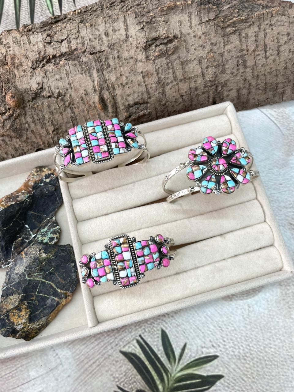 Handmade Sterling Silver Cotton Candy Cuff Bracelet "Signed Nizhoni"