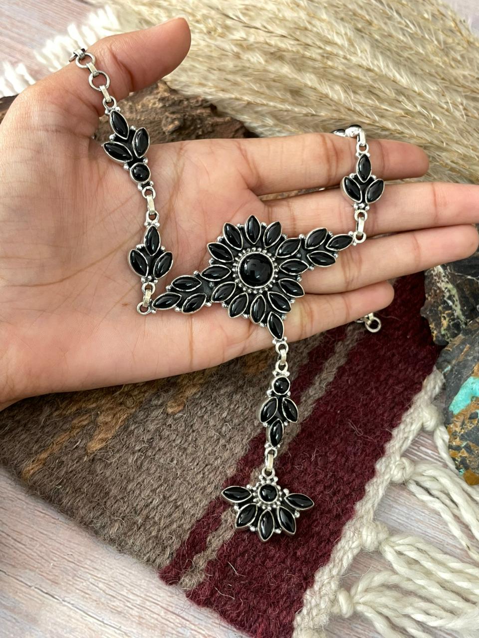 Handmade Sterling Silver Black Onyx Necklace "Signed Nizhoni"