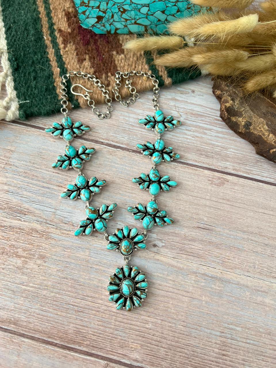 Handmade Sterling Silver Mint Dahlia Collection: Necklace "Signed Nizhoni"