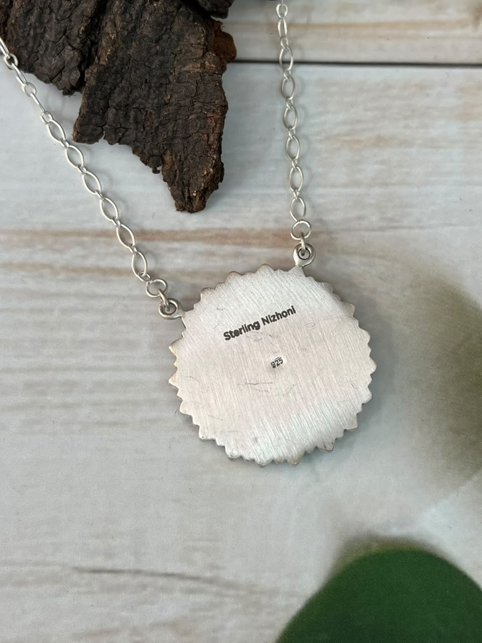 Handmade Sterling Silver Kingman Turquoise Necklace Signed Nizhoni
