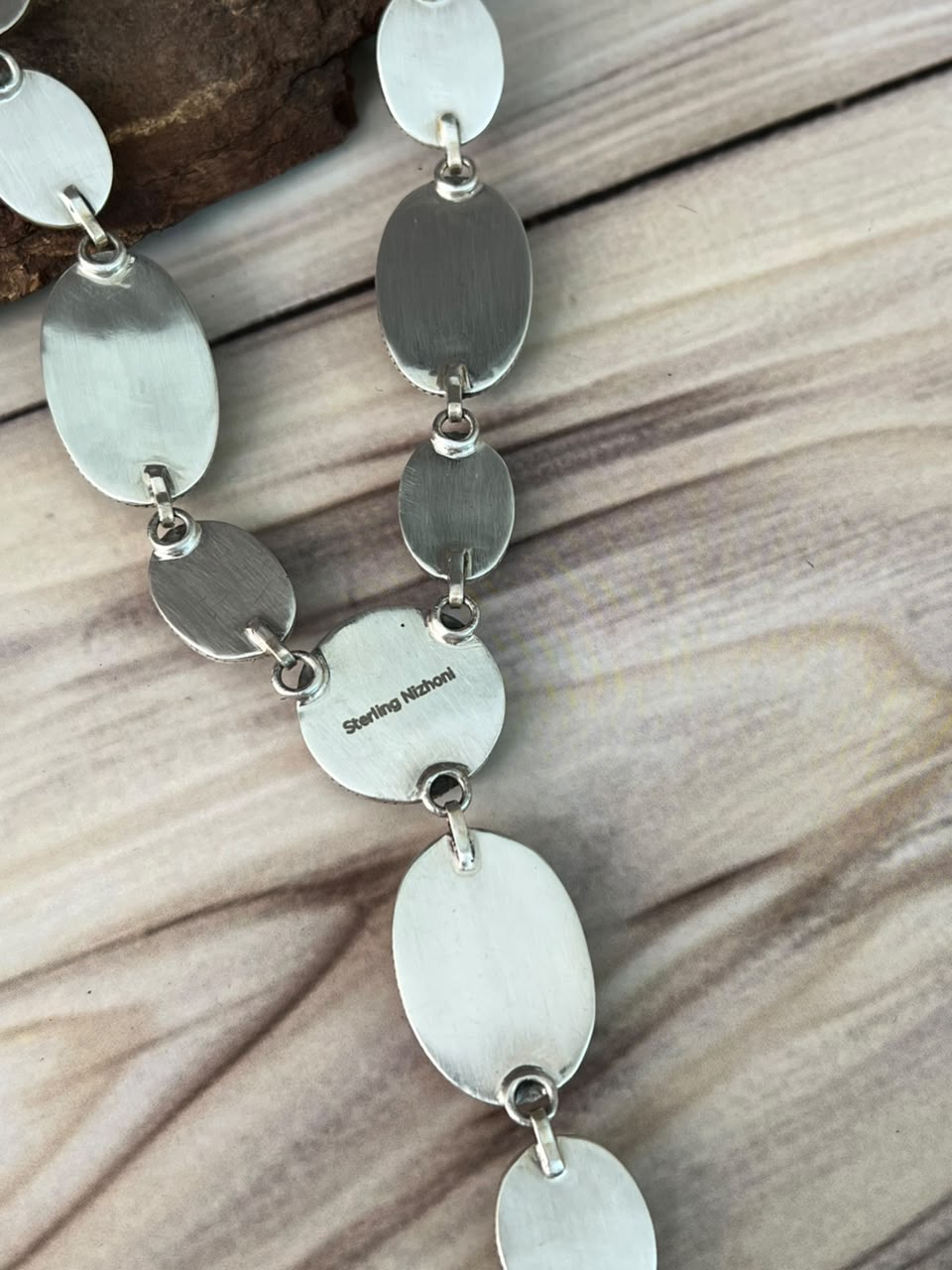 Handmade Sterling Silver Gem Silica Collection: Necklace Signed Nizhoni
