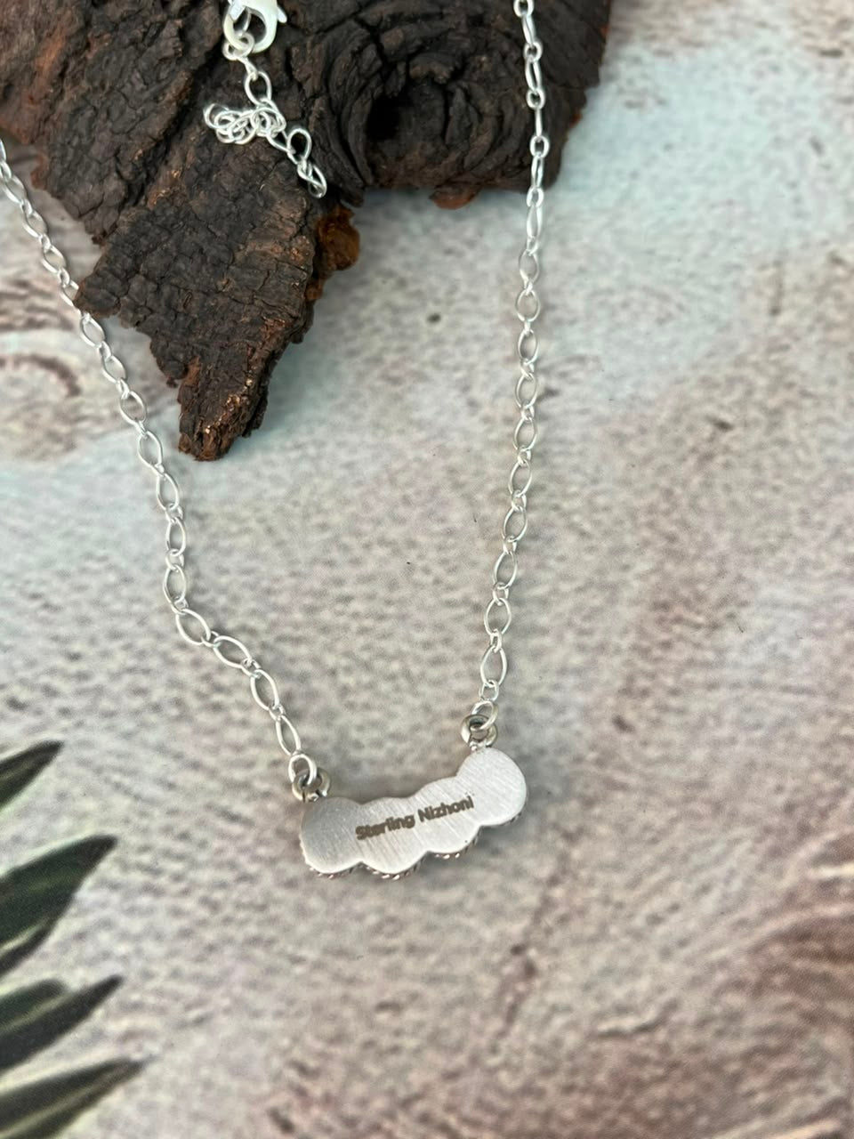 Handmade Sterling Silver Kingman Turquoise Necklace Signed Nizhoni