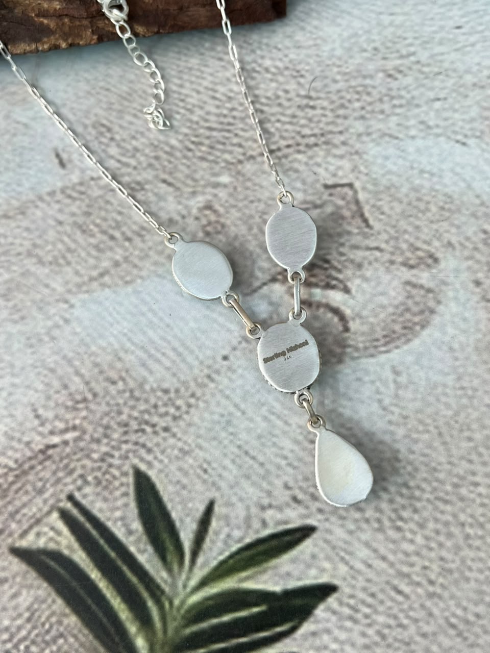 Handmade Sterling Silver Blue Kingman Turquoise Necklace Signed Nizhoni