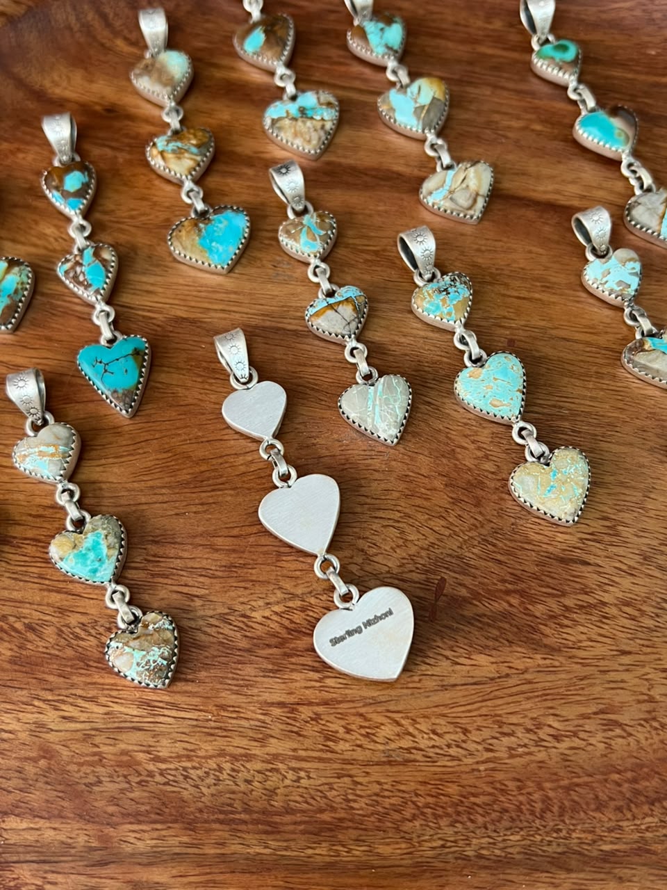 Handmade Sterling Silver Royston Turquoise Heart Pendant Signed Nizhoni