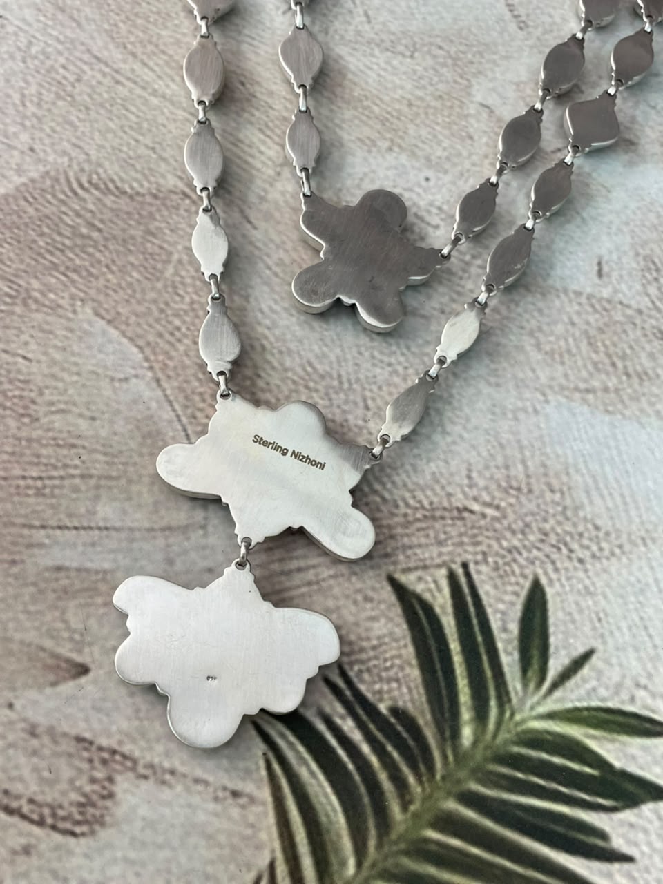 Handmade Sterling Silver Colina Verde Variscite Collection: Layered Necklace Signed Nizhoni