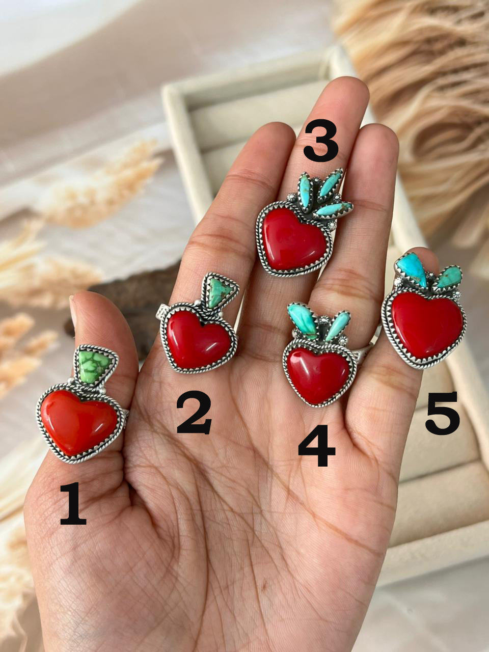 Handmade Sterling Silver Multi Stone Adjustable Cherry Ring "Signed Nizhoni"