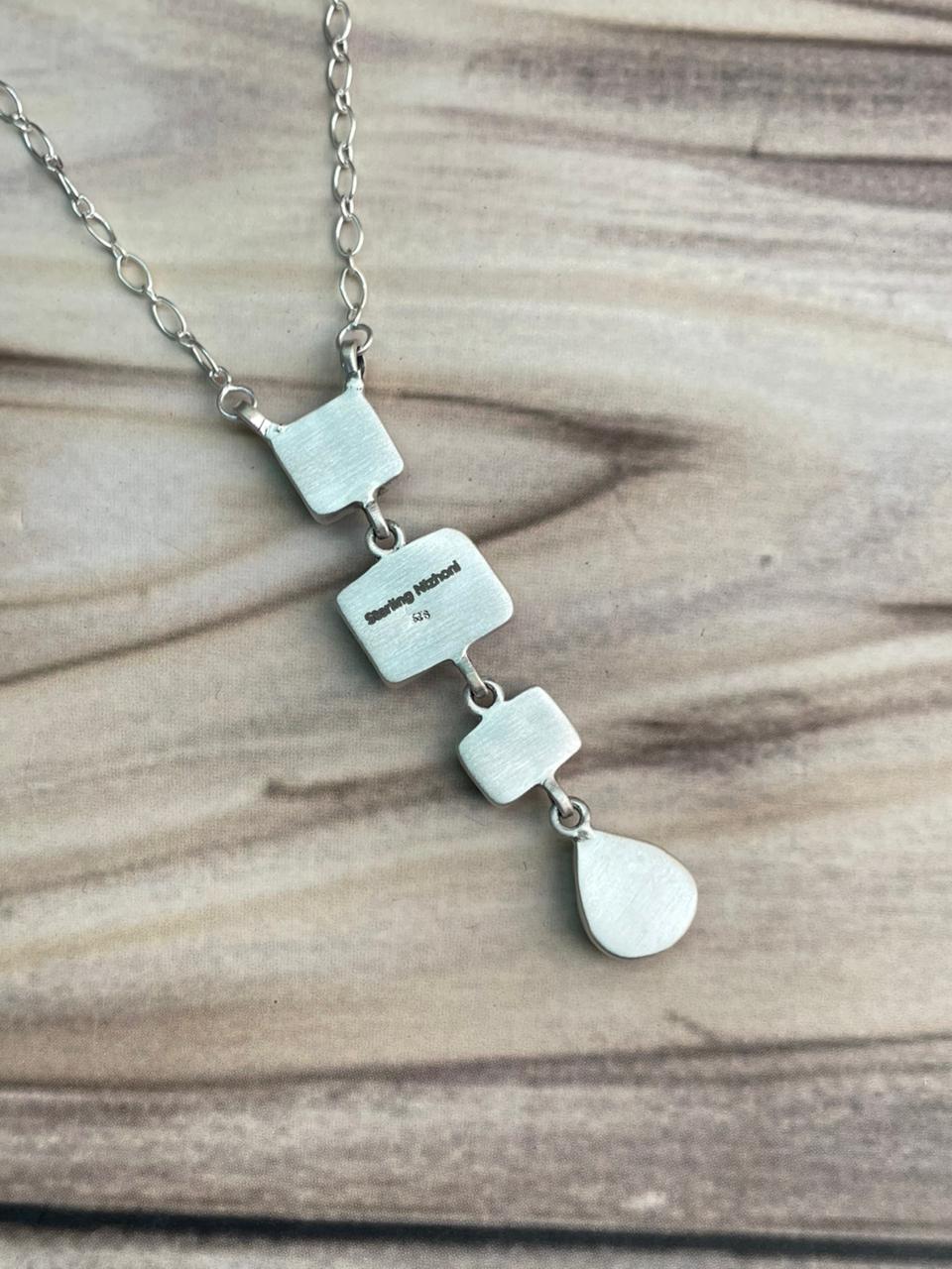 Handmade Sterling Silver Ithaca Peak Turquoise Necklace Signed Nizhoni