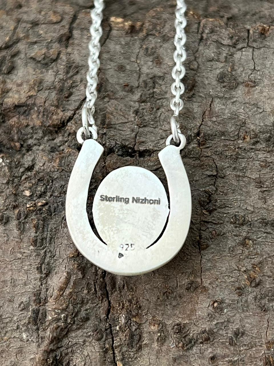 Handmade Sterling Silver Hot Pink Horseshoe Necklace "Signed Nizhoni"