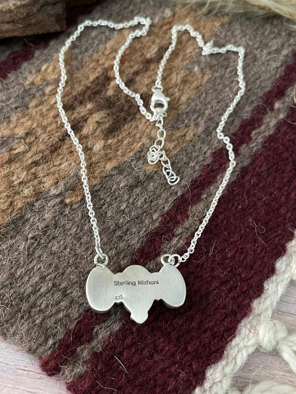 Handmade Sterling Silver Sonoran Mountain Turquoise Necklace "Signed Nizhoni"