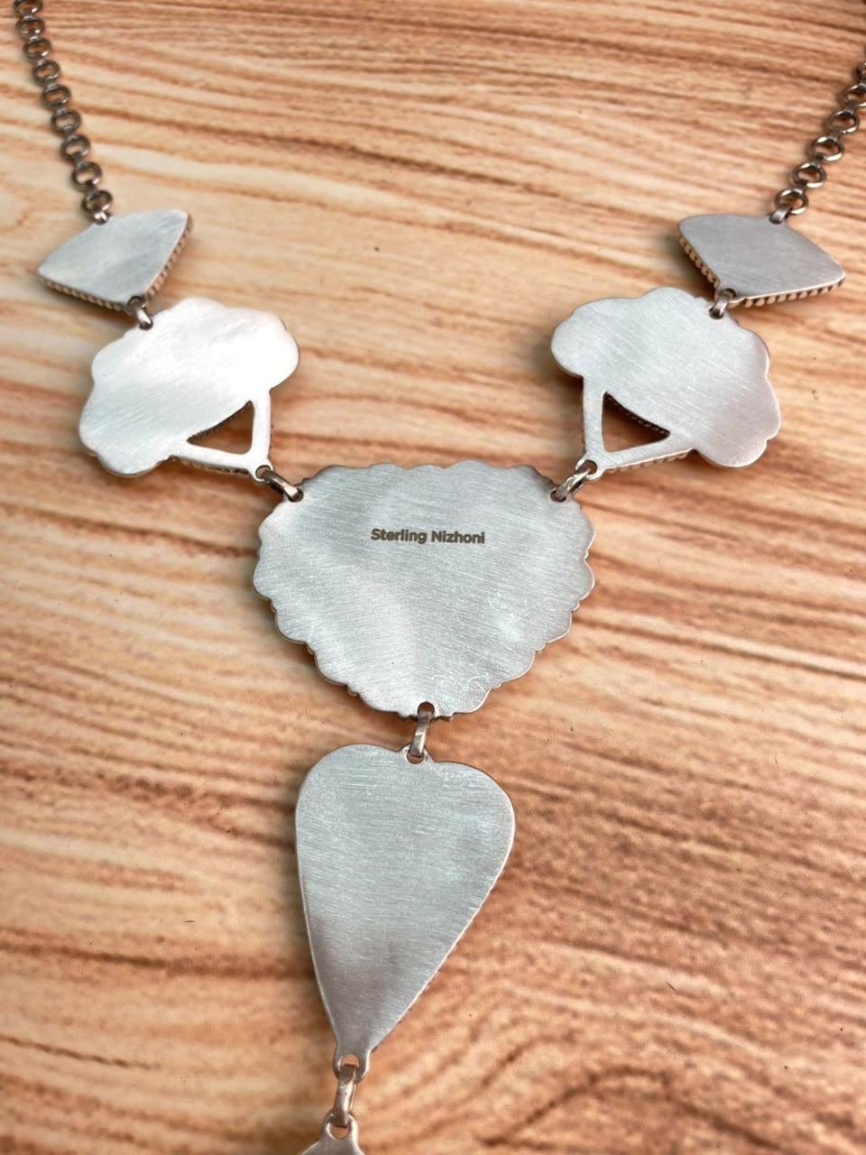 Handmade Sterling Silver Royston Turquoise Drop Necklace Signed Nizhoni