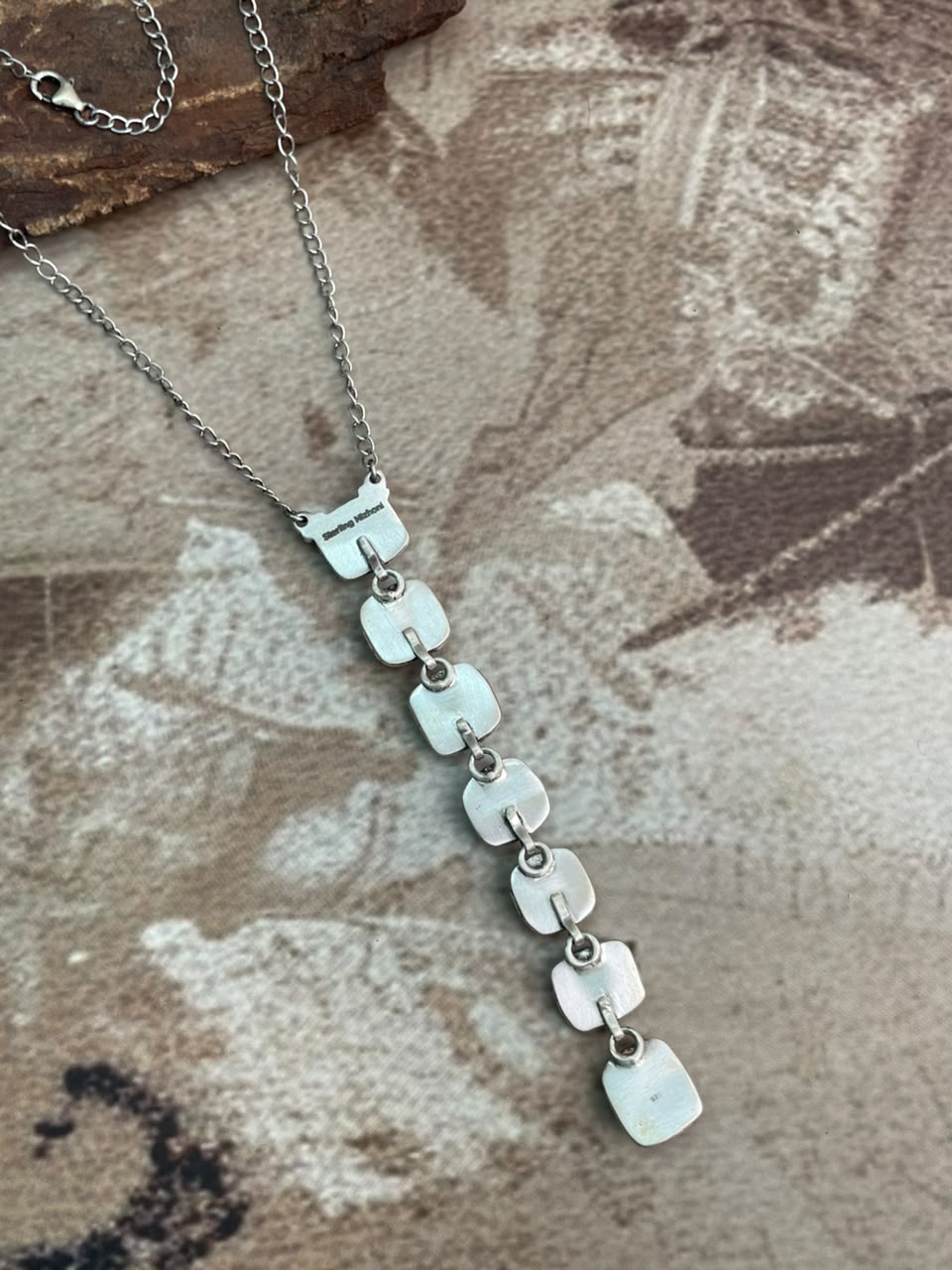 Handmade Sterling Silver Egyptian Turquoise Collection: Drop Necklace Signed Nizhoni