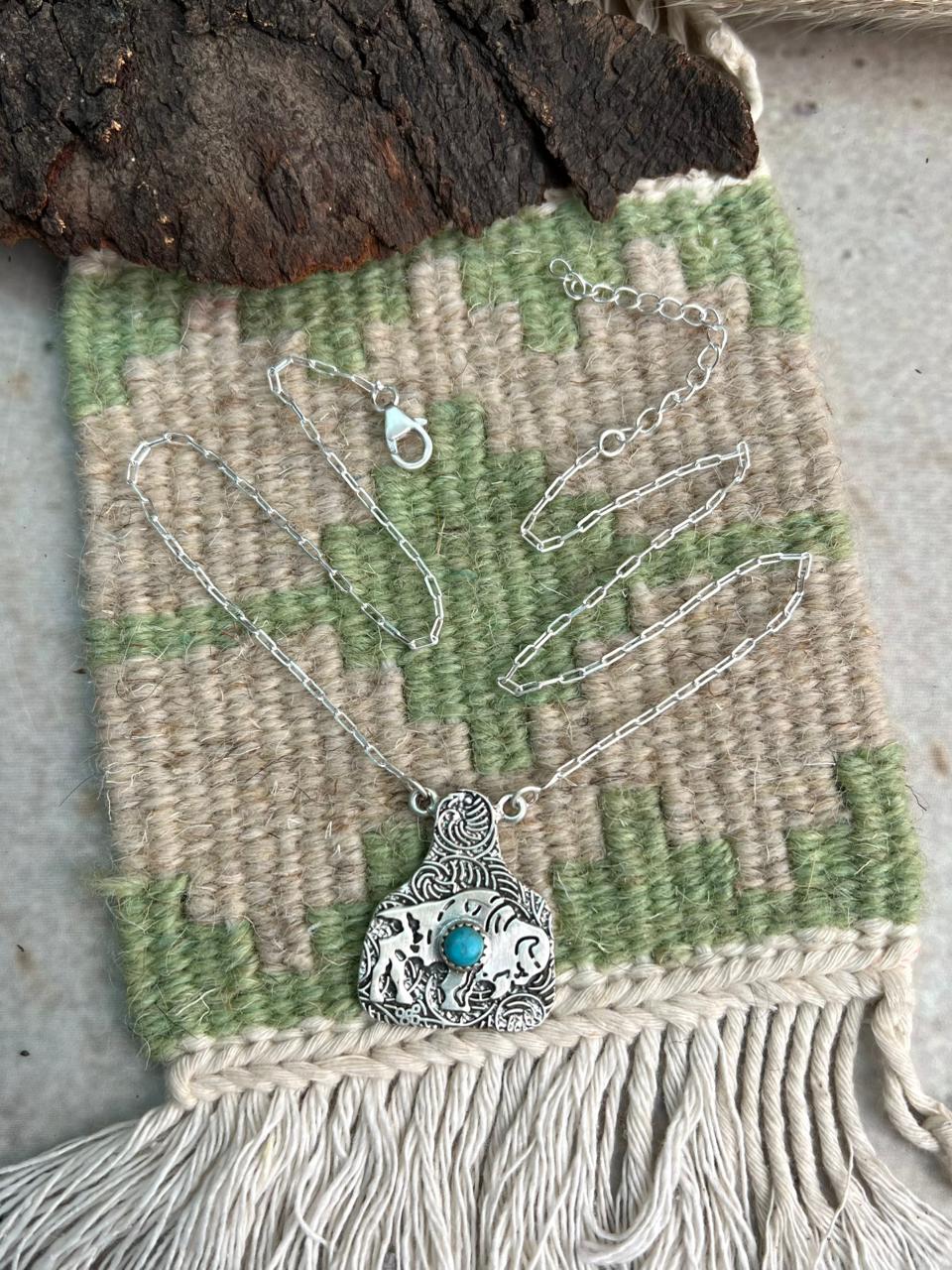 Handmade Sterling Silver Kingman Turquoise Necklace "Signed Nizhoni"