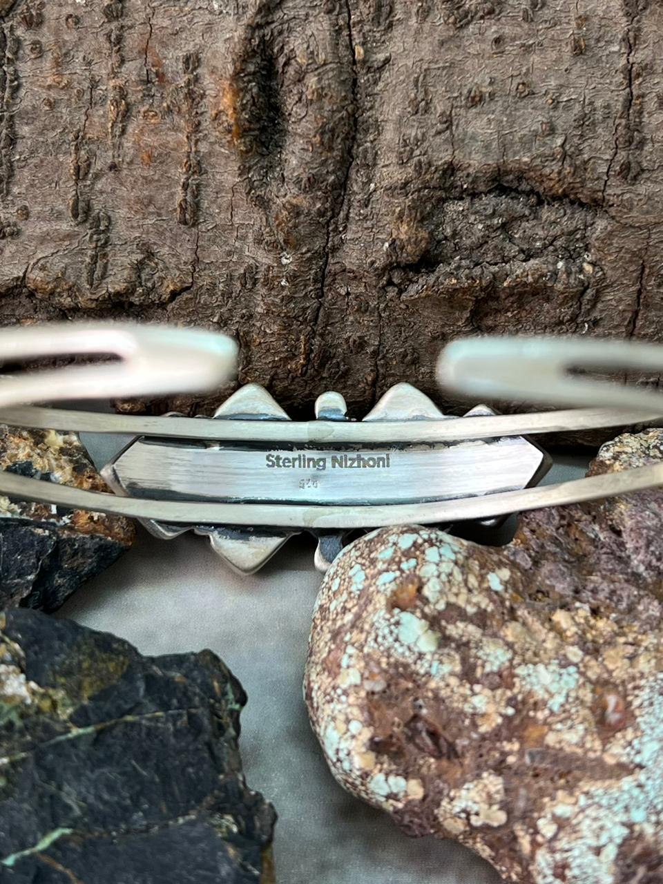 Handmade Sterling Silver Orange Mojave Cuff Bracelet "Signed Nizhoni"