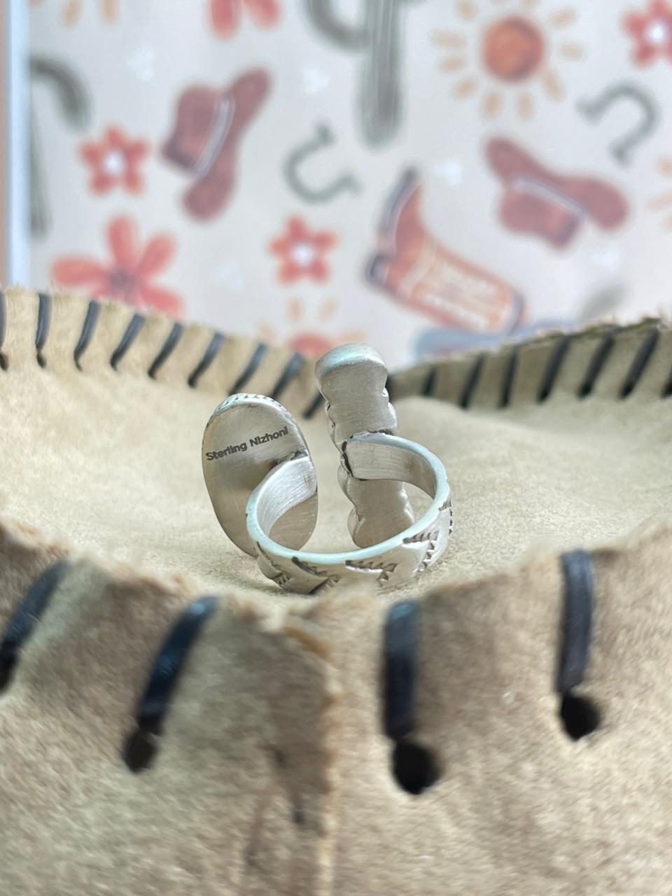 Handmade Sterling Silver Grape Dahlia Adjustable Ring "Signed Nizhoni"