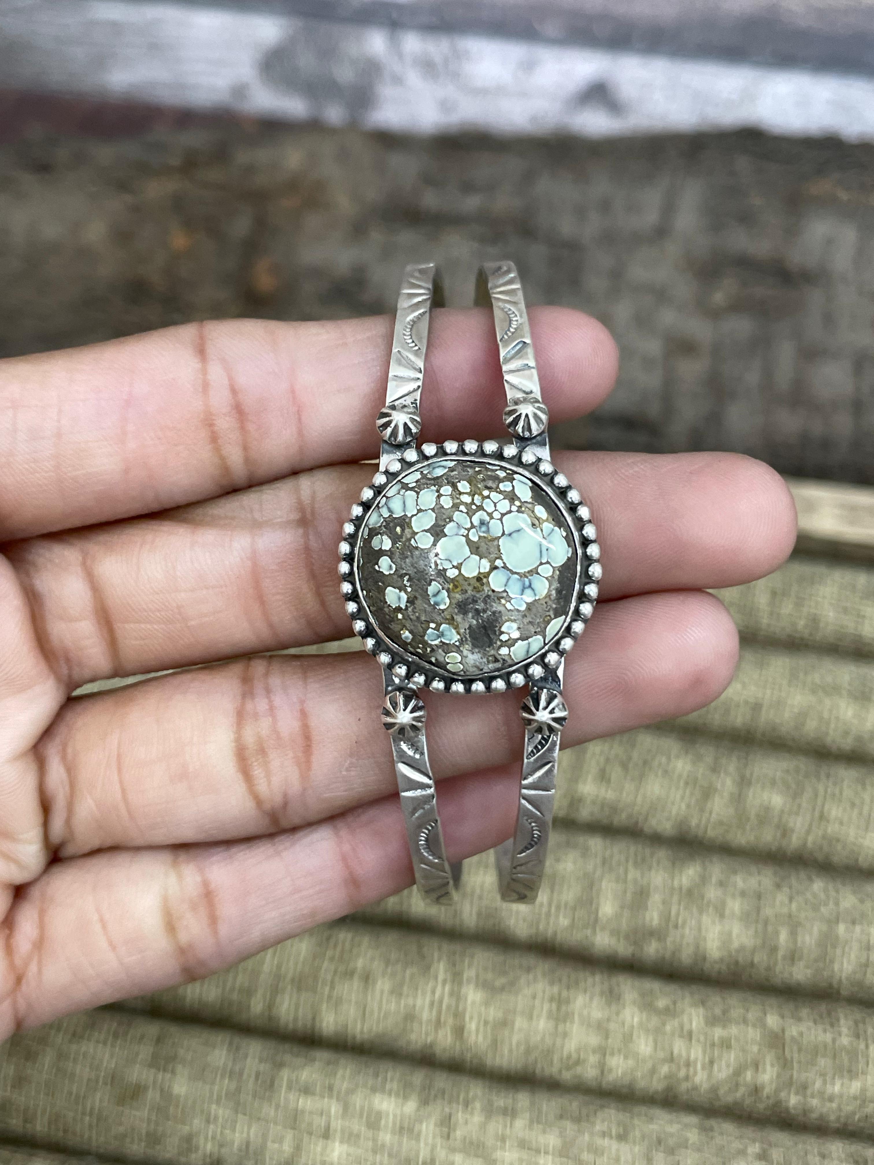 Handmade Sterling Silver Starfox Variscite Bracelet Signed Nizhoni