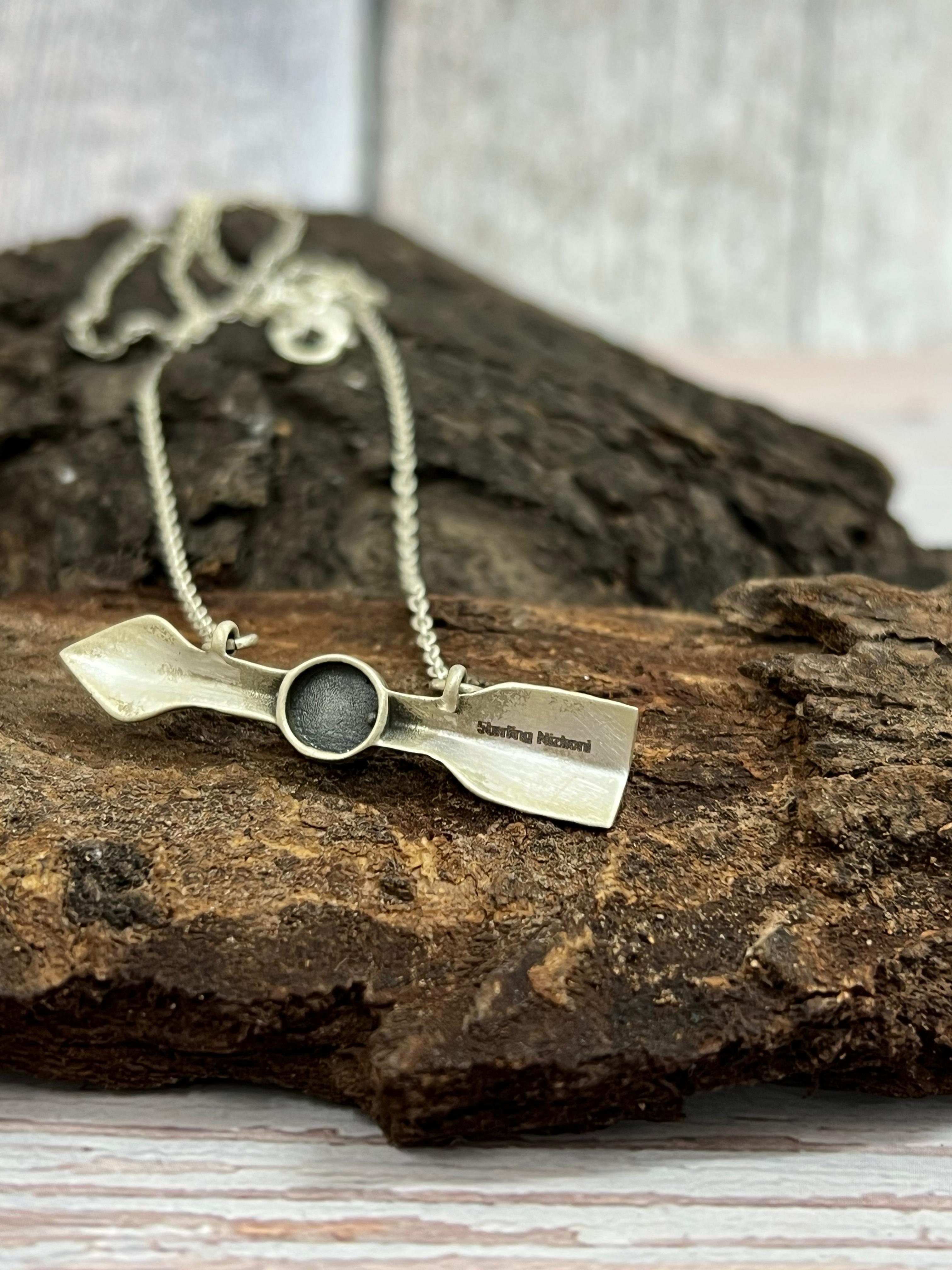 Handmade Sterling Silver Honey Dahlia Arrow Necklace with Signed Nizhoni