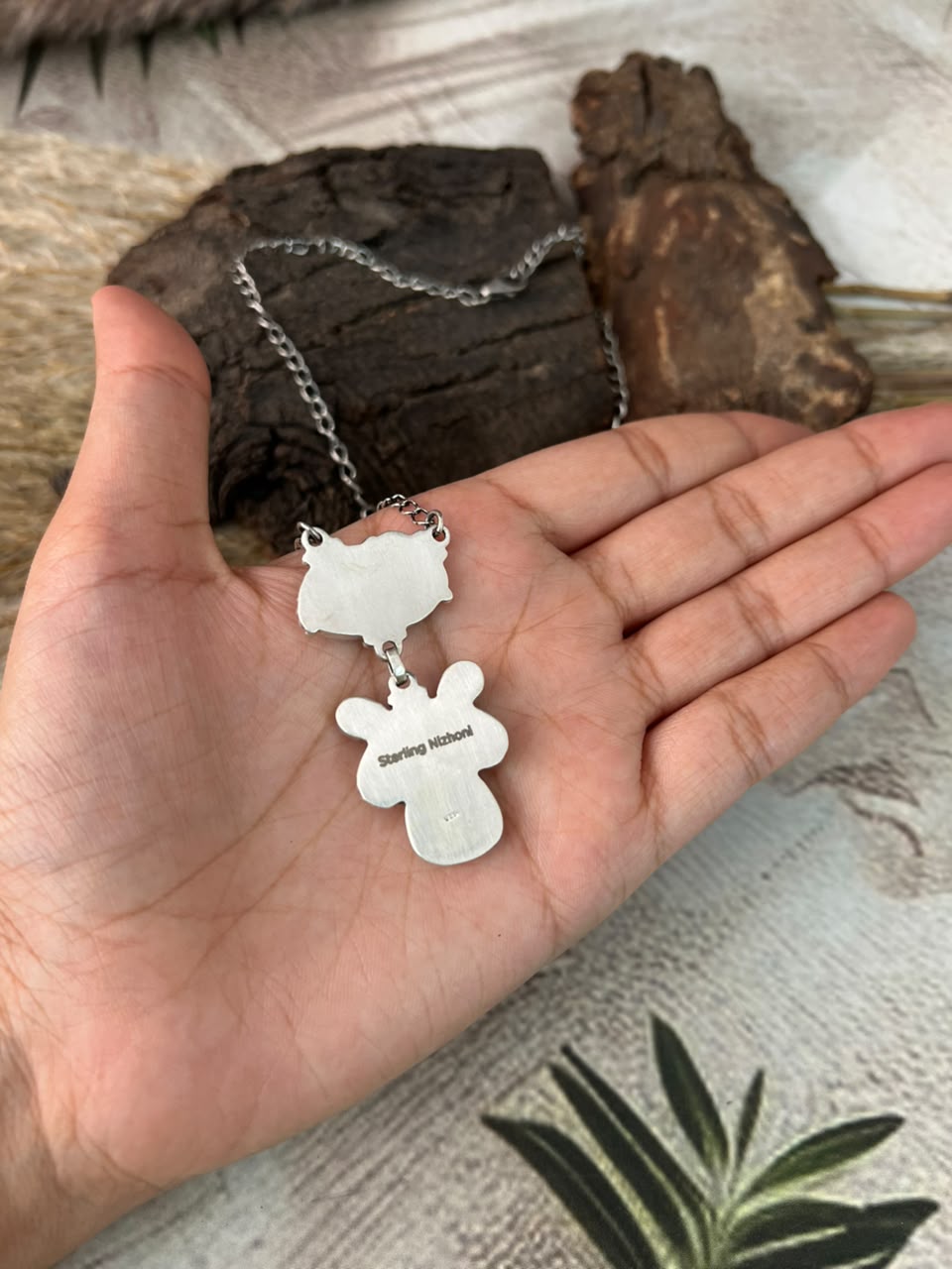 Handmade Sterling Silver Sonoran Mountain Turquoise with Bumblebee and White Buffalo Spring Collection: Necklace Signed Nizhoni