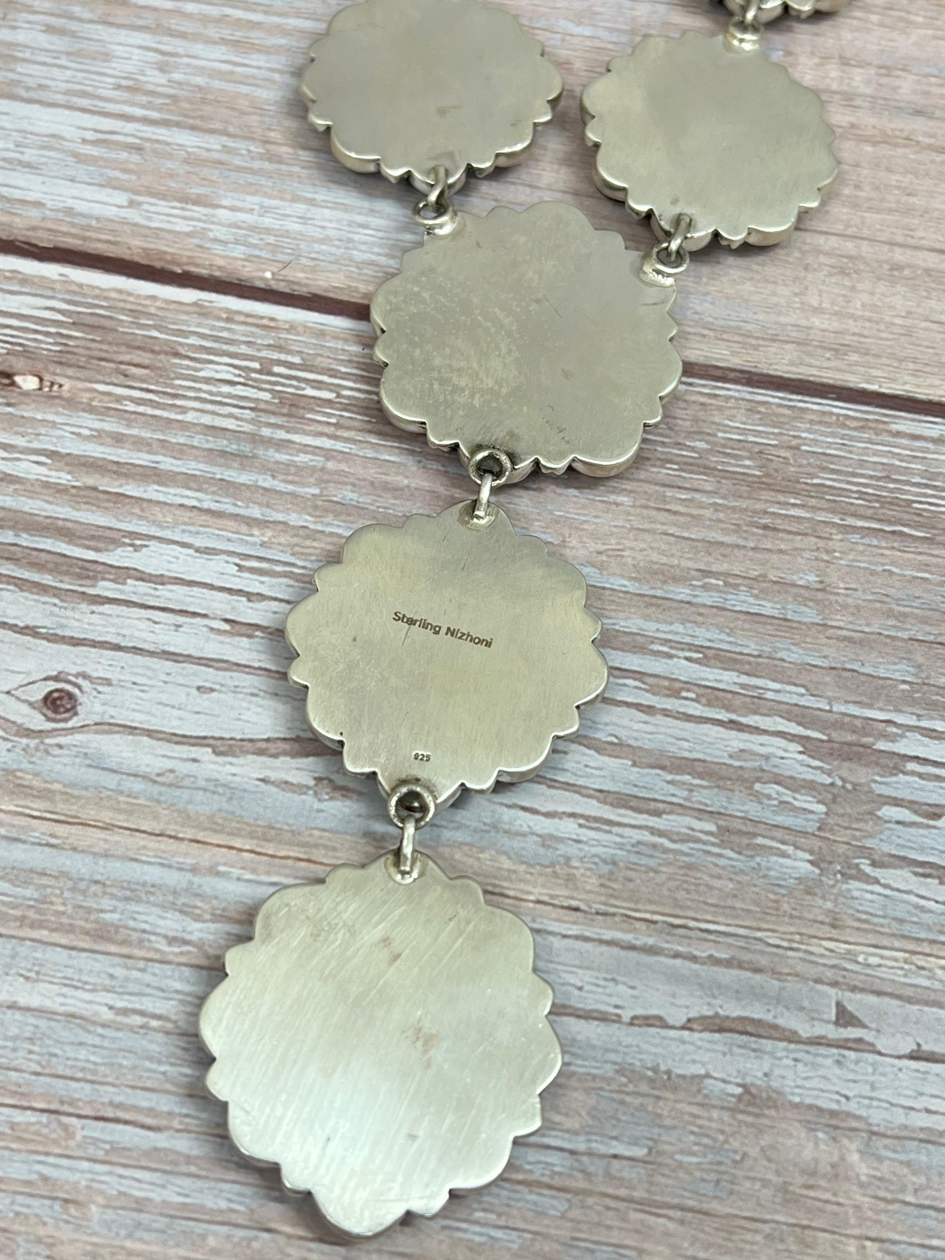 Handmade Sterling Silver Black Jack Necklace with Signed Nizhoni