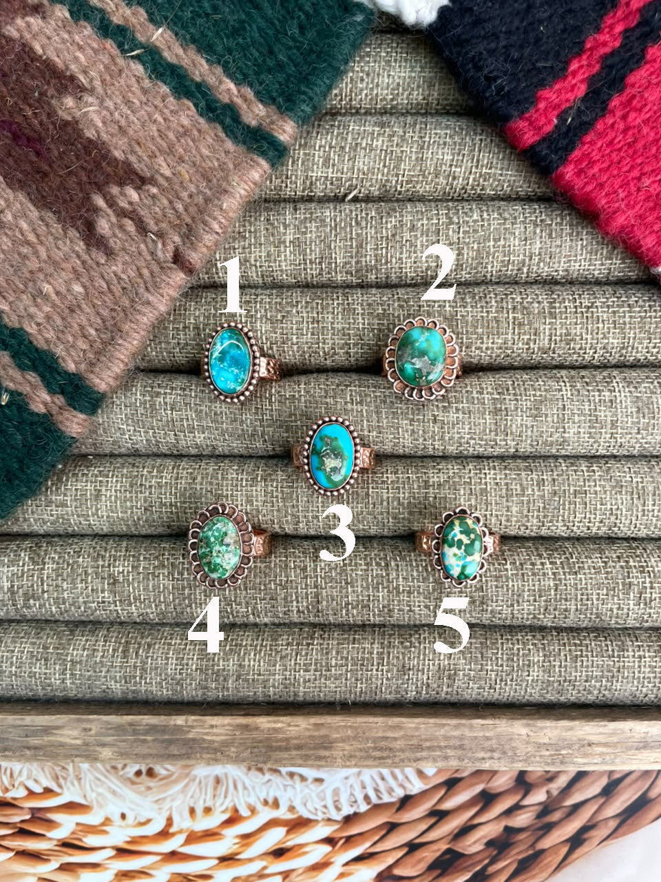Handmade Sonoran Mountain Turquoise Copper Collection: Adjustable Ring Signed Nizhoni