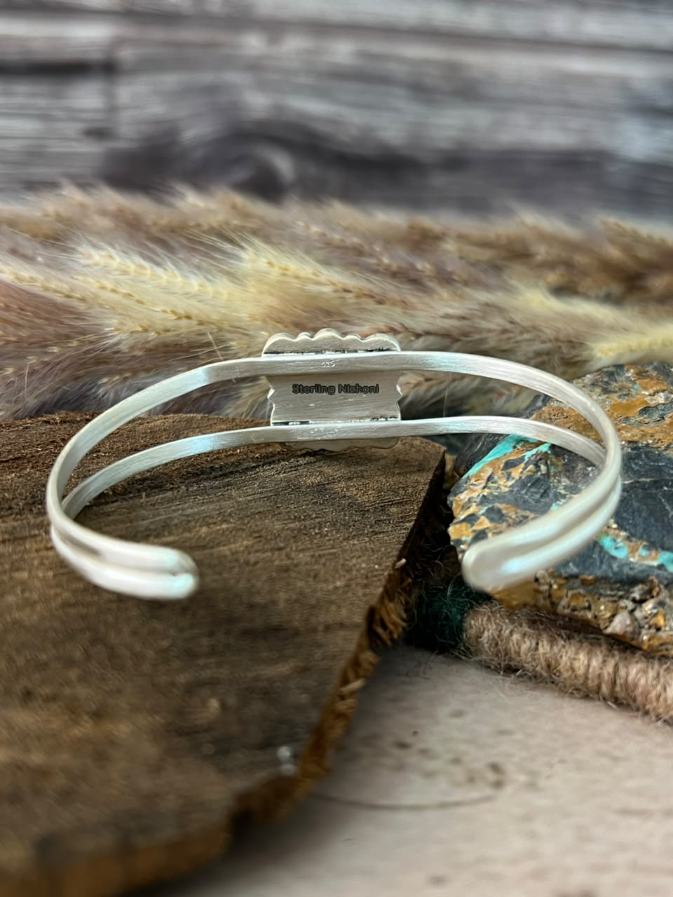 Handmade Sterling Silver Paloma Turquoise Cuff Bracelet Signed Nizhoni