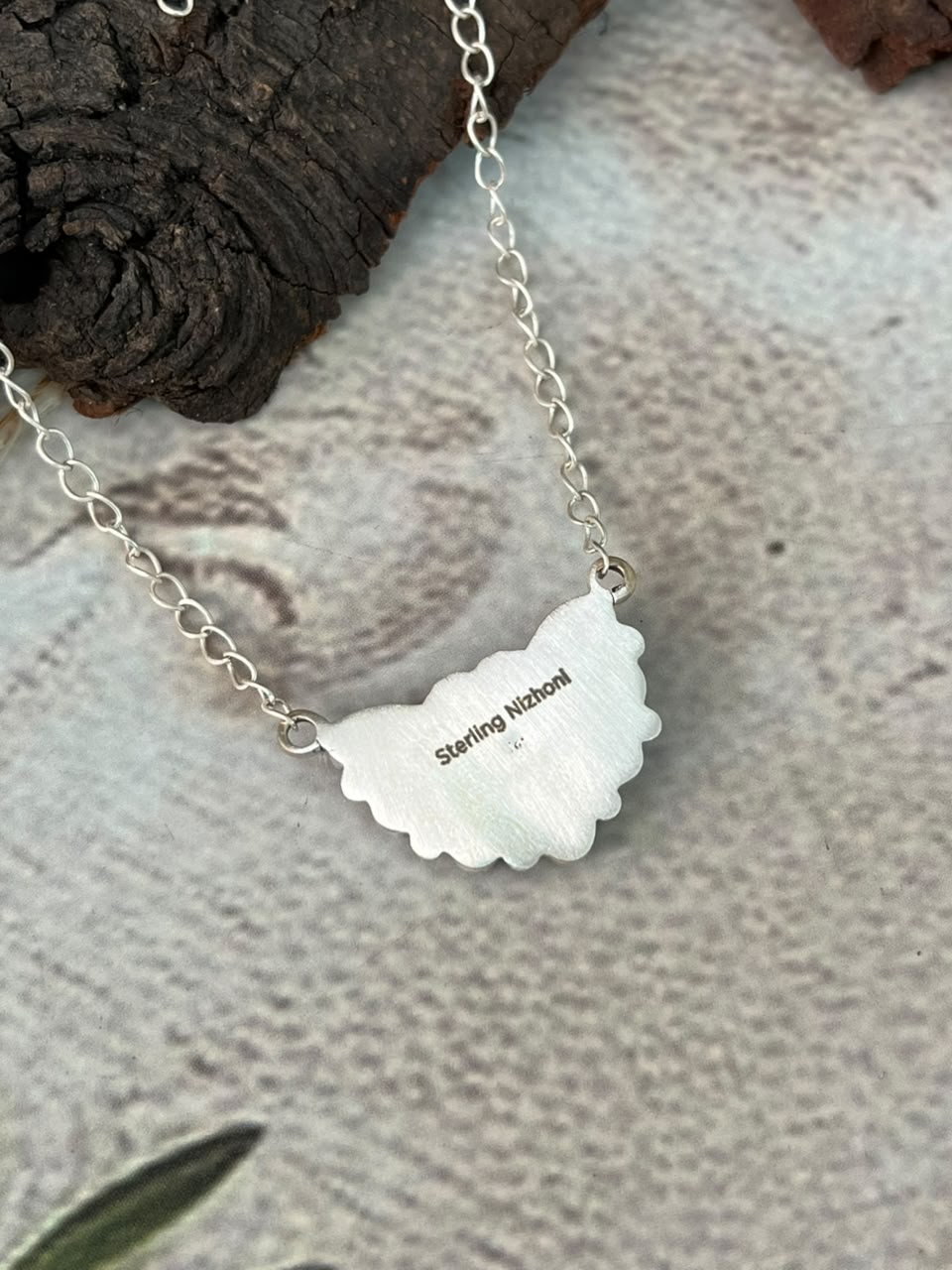 Handmade Sterling Silver White Buffalo Necklace Signed Nizhoni