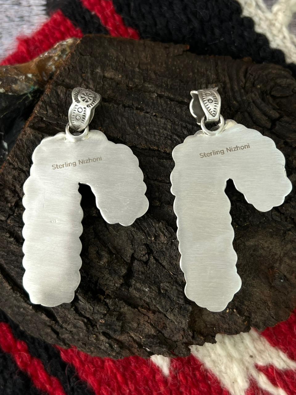 "Christmas Collection" Handmade Sterling Silver Coral Pendant "Signed Nizhoni"