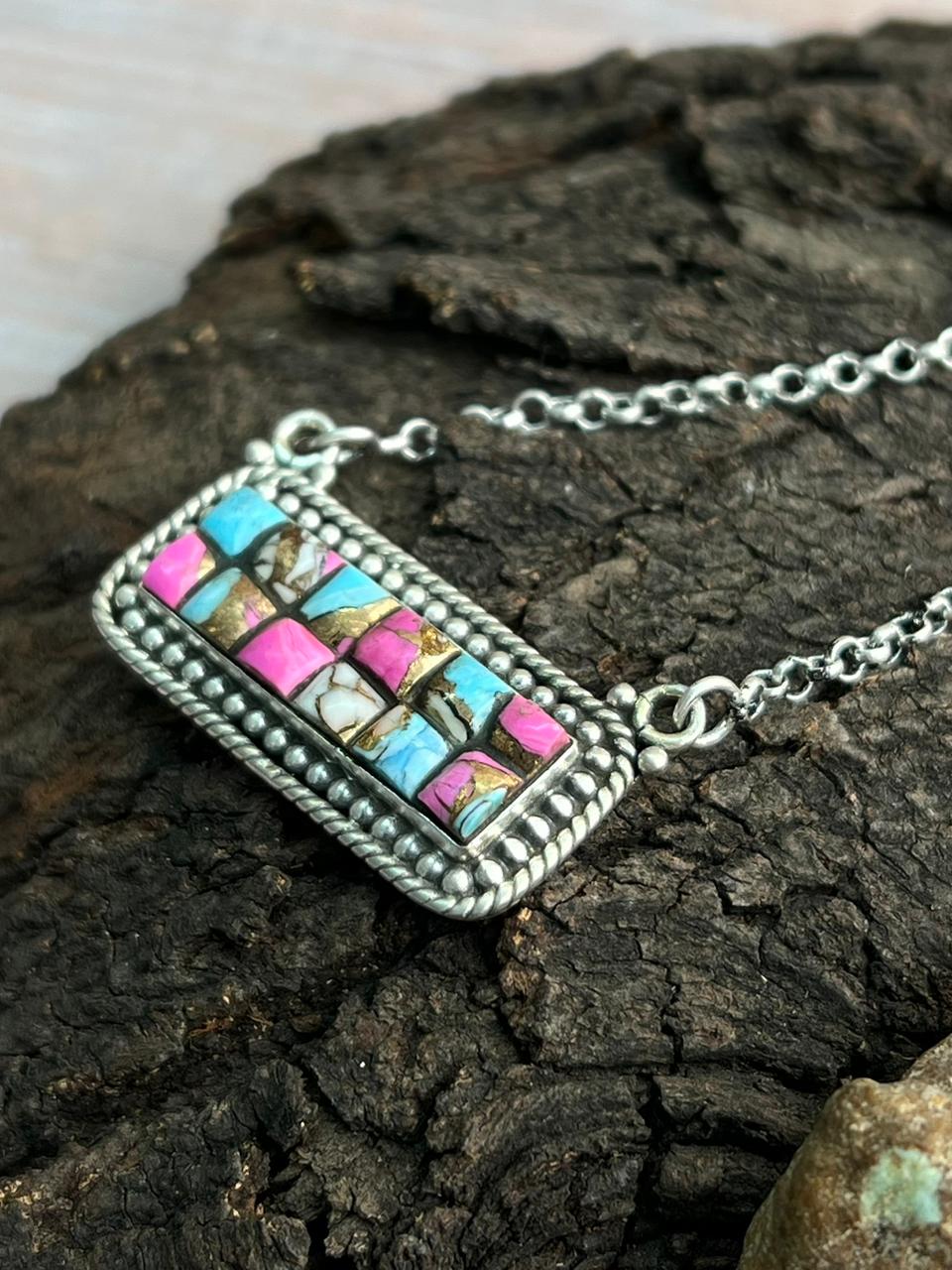 Handmade Sterling Silver Cotton Candy Necklace "Signed Nizhoni"