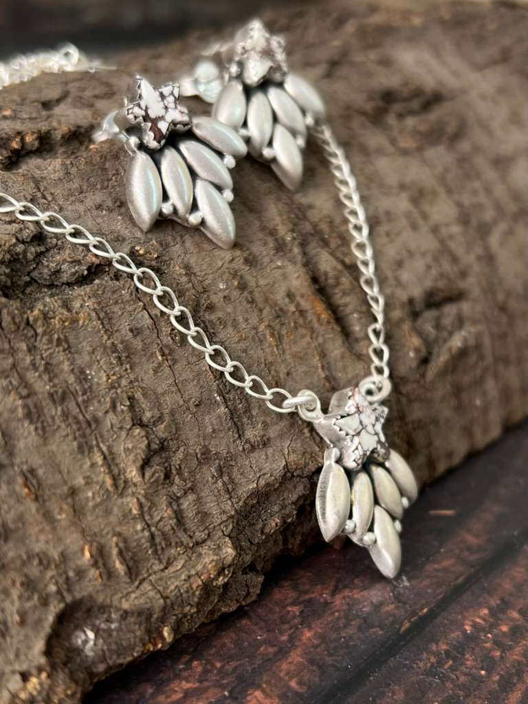 Handmade Sterling Silver Wildhorse Necklace Earrings Set "Signed Nizhoni"