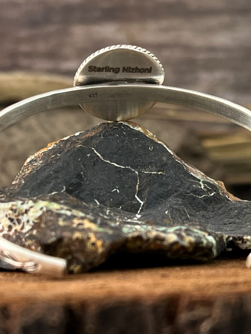 Handmade Sterling Silver Egyptian Turquoise Collection: Cuff Bracelet Signed Nizhoni