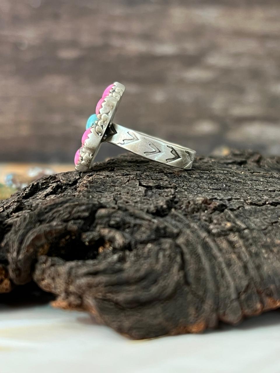 Handmade Sterling Silver Cotton Candy Adjustable Ring "Signed Nizhoni"