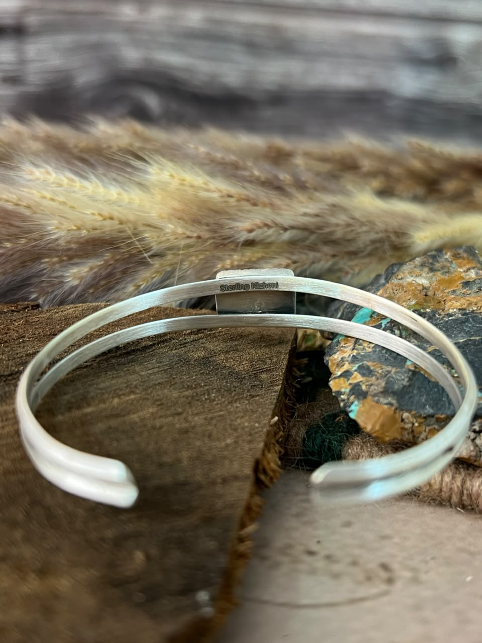 Handmade Sterling Silver Kingman Turquoise Cuff Bracelet Signed Nizhoni (3)